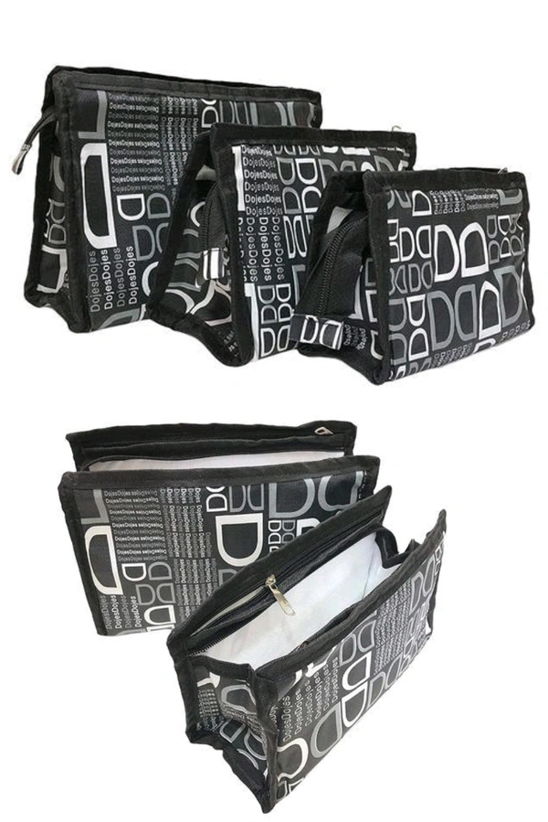 Storage Pouches Makeup/Medicine/Jewellery/Travelling (Pack Of 3) - Black