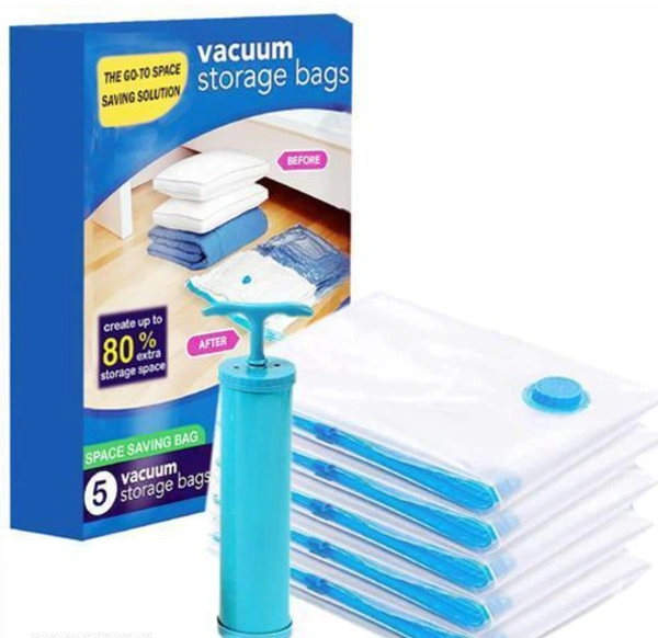 Reusable Vaccum Bags (Pack Of 5) With Hand Pump
