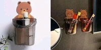 Multipurpose Wall Mount Teddy Bear Toothbrush Holder Cup (Pack Of 2) - PACK OF 2