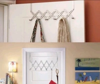 Stainless Steel Heavy Duty Flexible 6 Hook Back Door Hanger - Silver