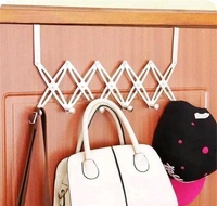Stainless Steel Heavy Duty Flexible 6 Hook Back Door Hanger - Silver