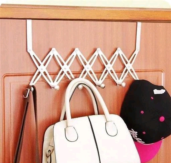 Stainless Steel Heavy Duty Flexible 6 Hook Back Door Hanger - Silver