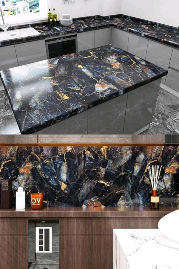 3D SELF ADHESIVE WALLPAPER STICKER - Black