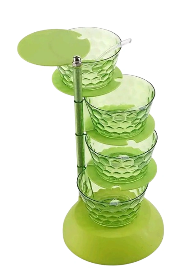 Multipurpose 360 Degree Rotating Spice Rack Storage Box Pickle Tower Container Set  - Multicolored