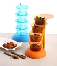 Multipurpose 360 Degree Rotating Spice Rack Storage Box Pickle Tower Container Set  - Multicolored