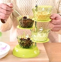 Multipurpose 360 Degree Rotating Spice Rack Storage Box Pickle Tower Container Set  - Multicolored