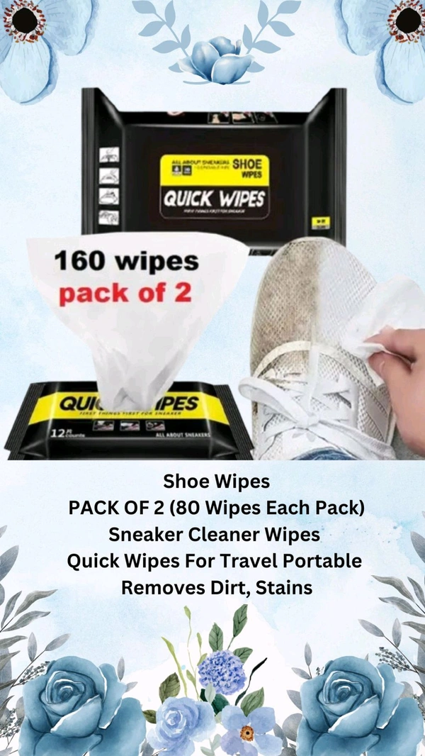 SHOE CLEANING WIPES PACK OF 2 (80 WIPES EACH PACK) - As Shown