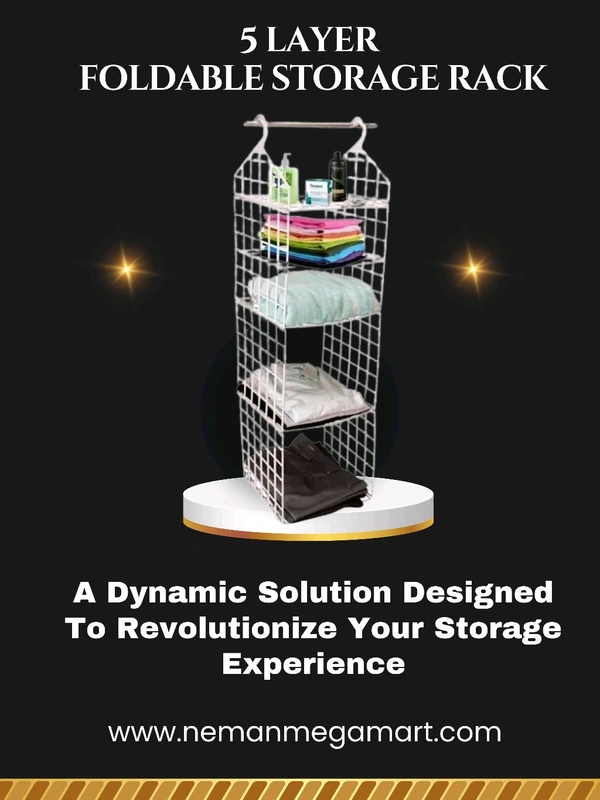 5 Layer Foldable Wardrobe Storage Rack Organizer - White