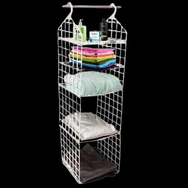 5 Layer Foldable Wardrobe Storage Rack Organizer - White