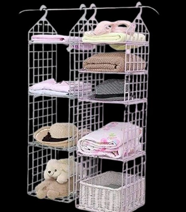 5 Layer Foldable Wardrobe Storage Rack Organizer - White
