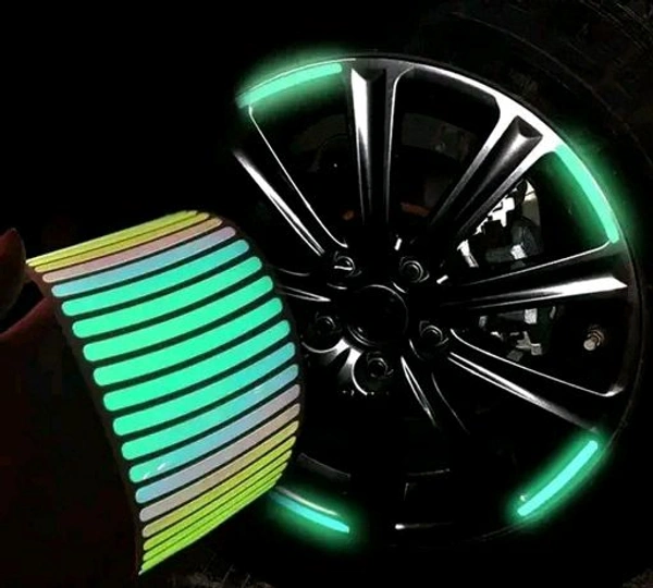 Self Adhesive Car Bike Wheels Rim Radium Sticker - Radium Rainbow, Set Of 20 pcs