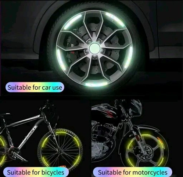 Self Adhesive Car Bike Wheels Rim Radium Sticker - Radium Rainbow, Set Of 20 pcs