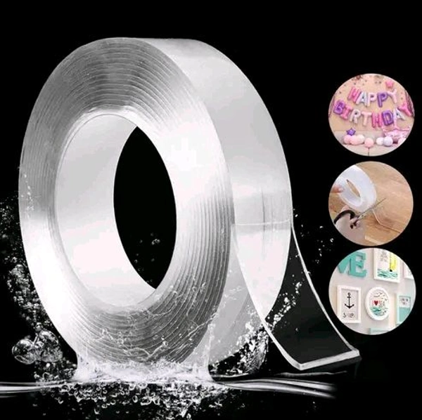 Multipurpose Double Sided Reusable Washable Nano Ivory Tape - TRANSPARENT
