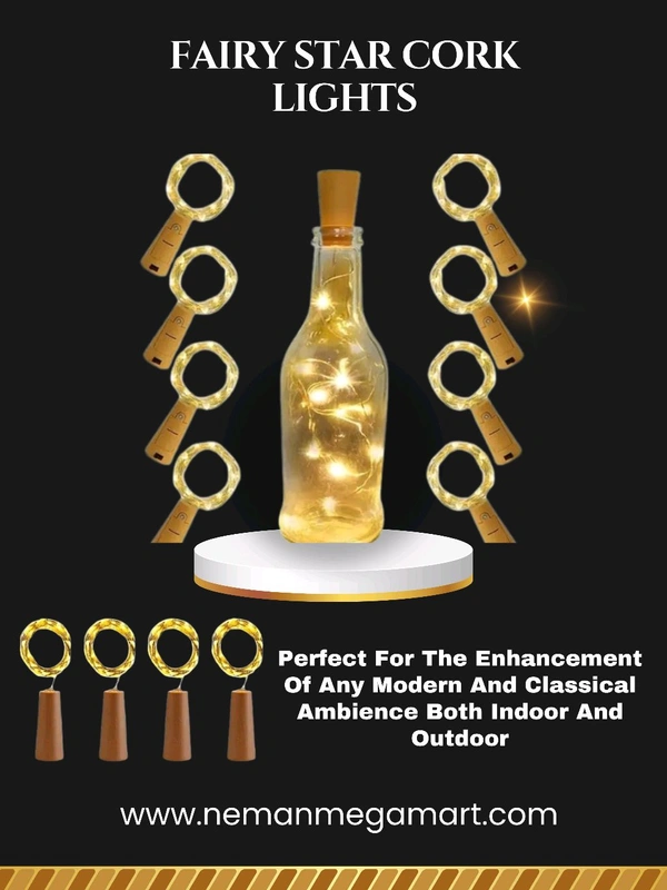Tom Scott Waterproof Fairy Cork Lights (2 Meter Wire) - Yellow, PACK OF 4