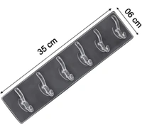 Multipurpose Self Adhesive Transparent Heavy Duty Wall Hook Strip - TRANSPARENT, 6 HOOKS