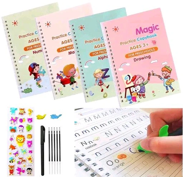 SANK Calligraphy Magic Practice Copy Book set of four for Kids