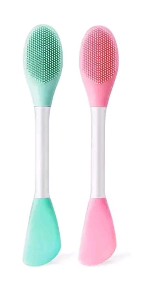 3 In 1 Silicone Facial Cleansing Brush (Pack Of 2) - Multicolored, PACK OF 2
