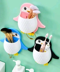 Wall Mount Penguin Toothbrush Holder Multipurpose Cup - PACK OF 2