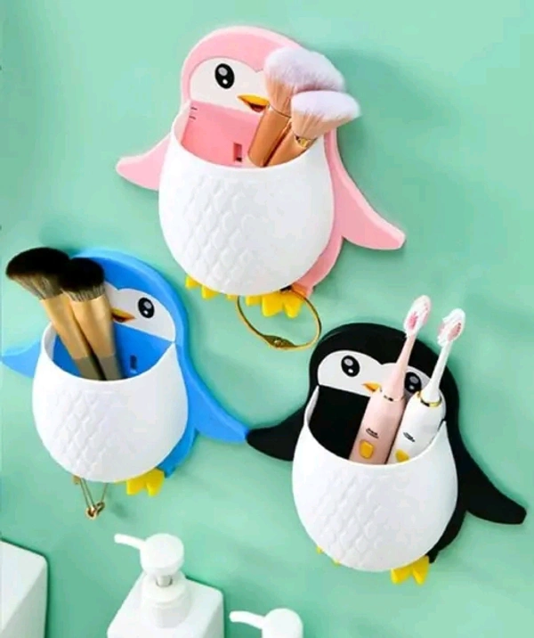Wall Mount Penguin Toothbrush Holder Multipurpose Cup - PACK OF 2