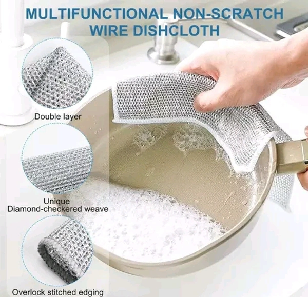Pack Of 5 Multipurpose Non Scratch Wire Dish Cloth Rag - PACK OF 5