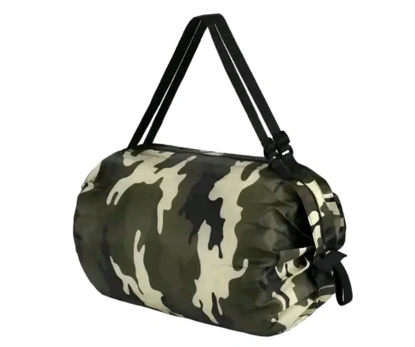 Folding Supermarket Grocery Shopping Bag With Zipper - Military Dark Green
