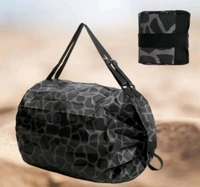 Folding Supermarket Grocery Shopping Bag With Zipper - Military Dark Green