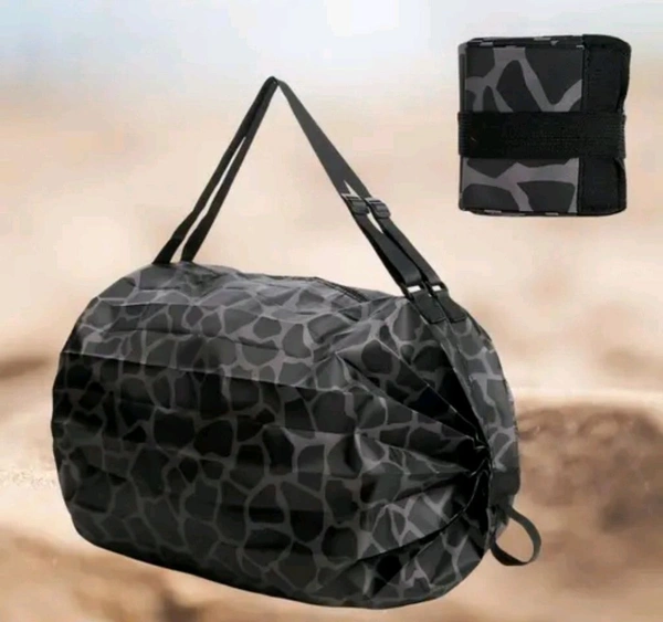 Folding Supermarket Grocery Shopping Bag With Zipper - Military Dark Green