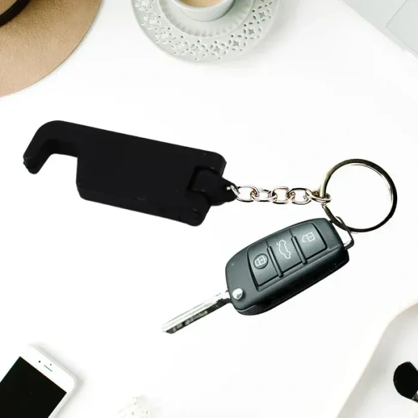 2 in 1 Plastic Keychain with Mobile Stand / Phone Holder (Multicolor)