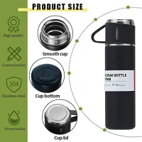 3-Piece Stainless Steel Vacuum Flask Set – 500ml Insulated Water Bottle with 3 Sharing Cups