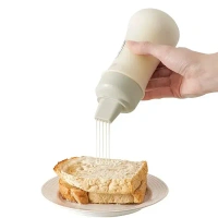 5 Hole Squeeze Sauce Bottle (280ML), Portable Plastic Sauce Bottle with Lid Five Holes, Sauce Dispenser Bottle