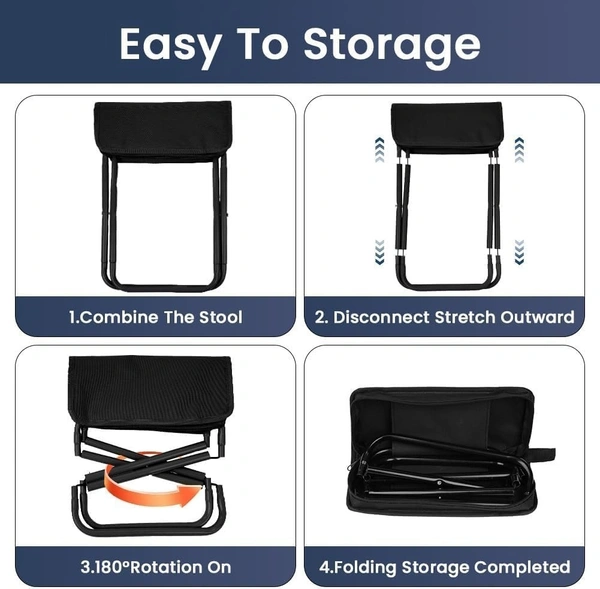 Premium Folding Camping Stool | Portable Lightweight Mini Travel Seat with Carrying Bag
