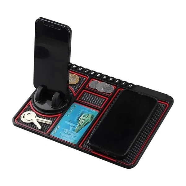 Multi-Functional Car Dashboard Anti-Slip Pad | Integrated Phone Holder & Parking Number Plate Mat