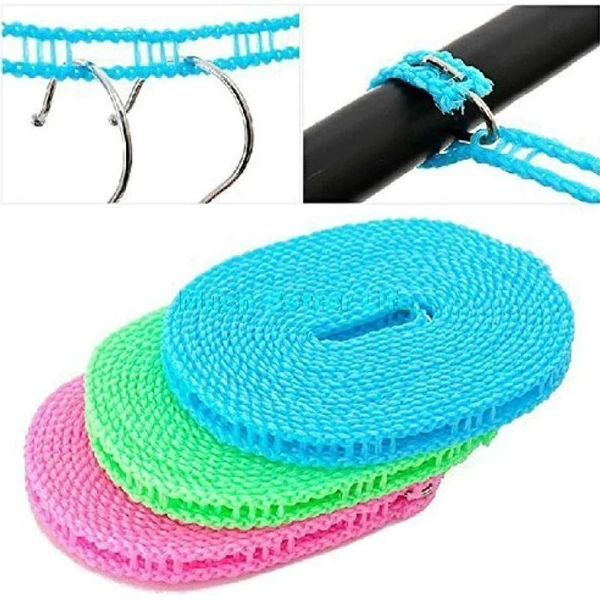 CLOTHESLINE DRYING NYLON ROPE WITH HOOKS ( 5 mtr )