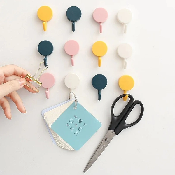 (Pack Of 10) SELF ADHESIVE STICKY HOOK, SMALL WALL HOOKS, Hooks