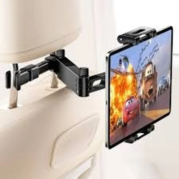 Universal Car Headrest Tablet Holder – 360° Rotating Backseat iPad Mount for Kids & Travel