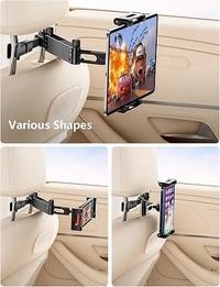Universal Car Headrest Tablet Holder – 360° Rotating Backseat iPad Mount for Kids & Travel