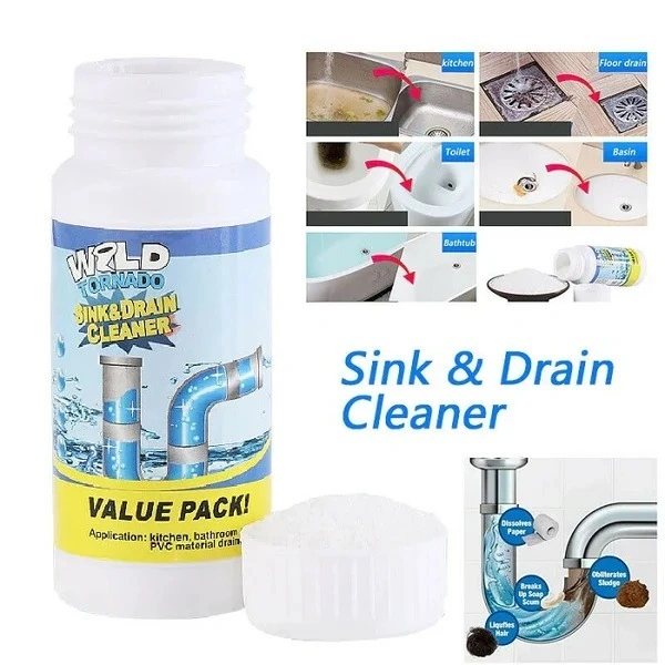 Wild Tornado Sink & Drain Cleaner, Powerful & Clog Remover Sink Cleaning Powder, Automatic Toilet Blockage Cleaner, Blockage in Washbasin, Septic Tank, Sinks, Pipes
