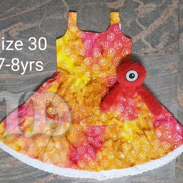 1016/multi Tie And Die Batik  Frock - 7yr