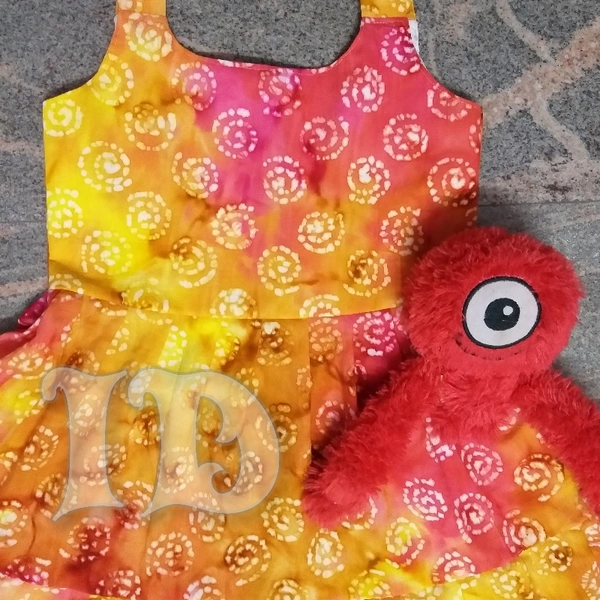 1016/multi Tie And Die Batik  Frock - 7yr