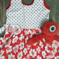 1045/ Red Export Poplin Frock - 7yr