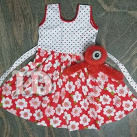 1045/ Red Export Poplin Frock - 7yr