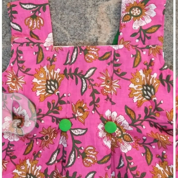 1067/pink Floral Cotton Frock - 4yr
