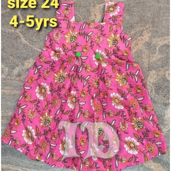 1067/pink Floral Cotton Frock - 4yr