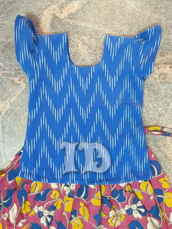 1082/kalamkari Ikkat Skirt Top/pavadai - 3yr