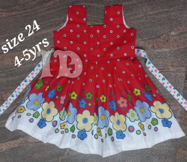 1106/red Poplin Frock - 4yr