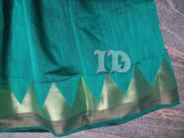 1114/chanderi Green Full Frock - 8yr