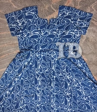 1117/indigo Handblock Anarkali Kurti  - XL