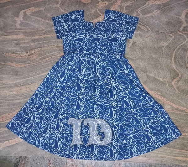 1117/indigo Handblock Anarkali Kurti  - XL