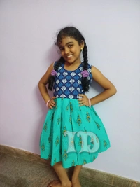 1088/green Soft Cotton Frock - 7yr