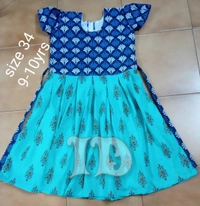 1088/green Soft Cotton Frock - 7yr